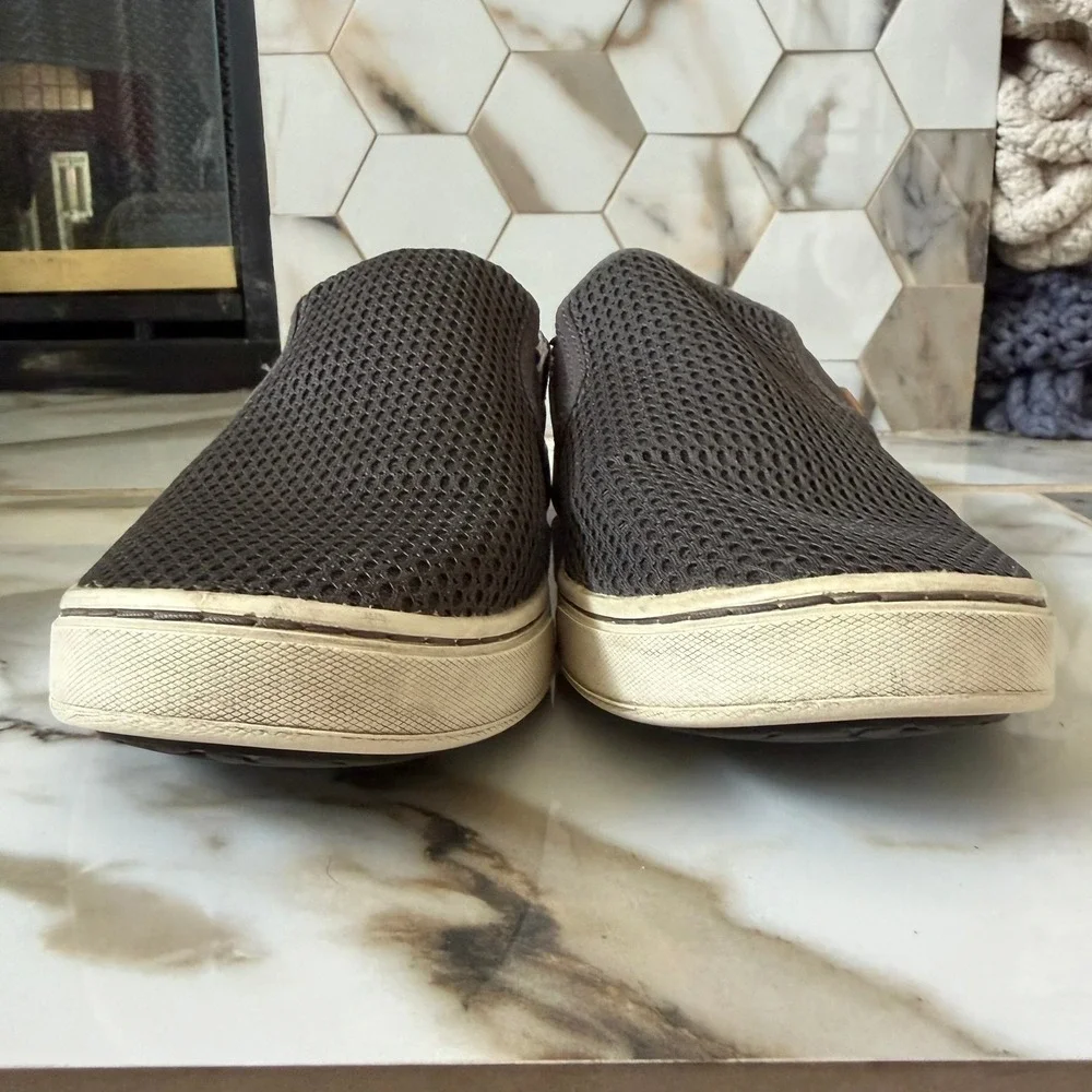 OluKai Gray Mesh Slip-On Loafers